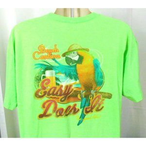 Paradise Collection EASY DOES IT Men's T-shirt XL Green Cotton Blend Parrot